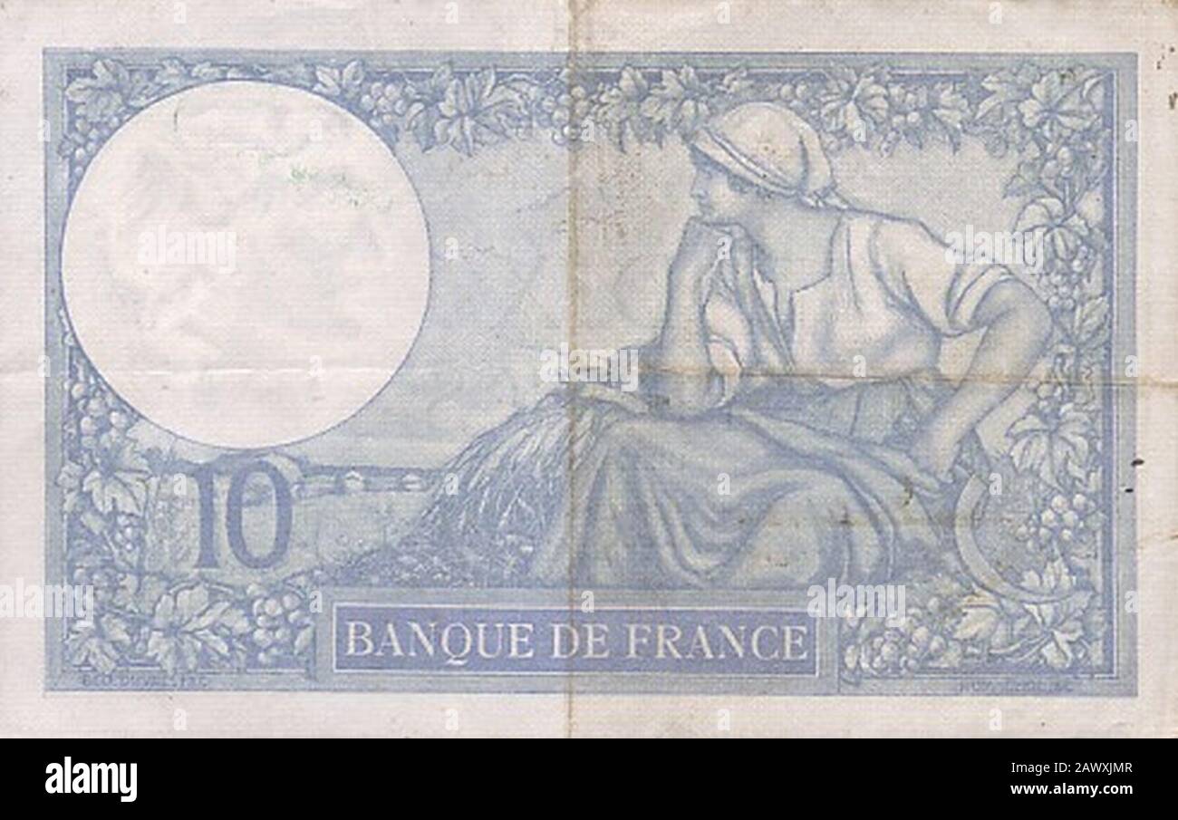 Francia 10 Franchi-1939-2. Foto Stock