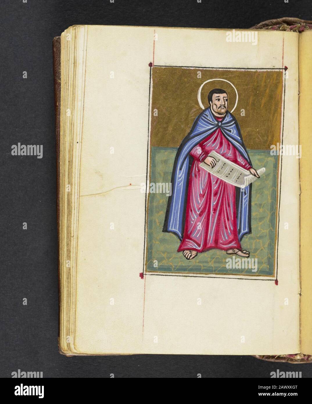 16th secolo salterio liturgico armeno e calendario perpetuo. Il manoscritto comprende dieci illuminazioni a pagina intera di figure bibliche e testate illuminate all'inizio degli otto canoni del Salterio, stampati nel 1500 Foto Stock