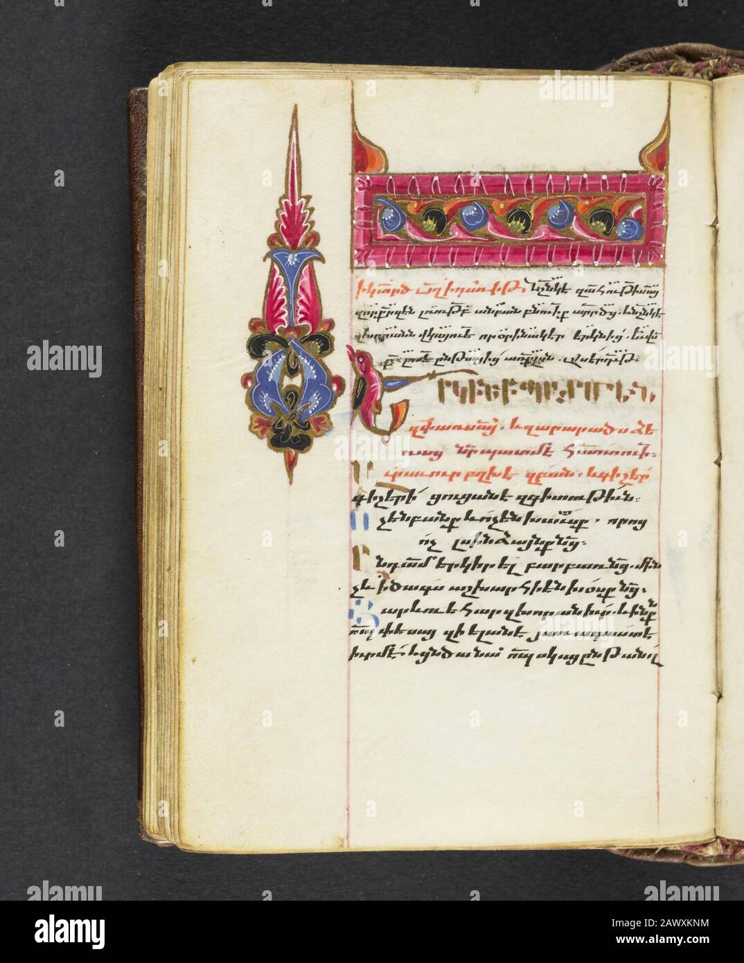 16th secolo salterio liturgico armeno e calendario perpetuo Il manoscritto comprende dieci illuminazioni a pagina intera di figure bibliche e testiere illuminate all'inizio degli otto canoni del Salterio. Foto Stock
