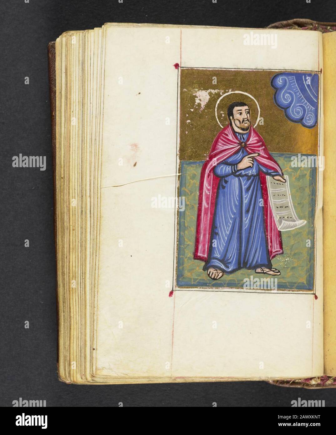 16th secolo salterio liturgico armeno e calendario perpetuo. Il manoscritto comprende dieci illuminazioni a pagina intera di figure bibliche e testate illuminate all'inizio degli otto canoni del Salterio, stampati nel 1500 Foto Stock