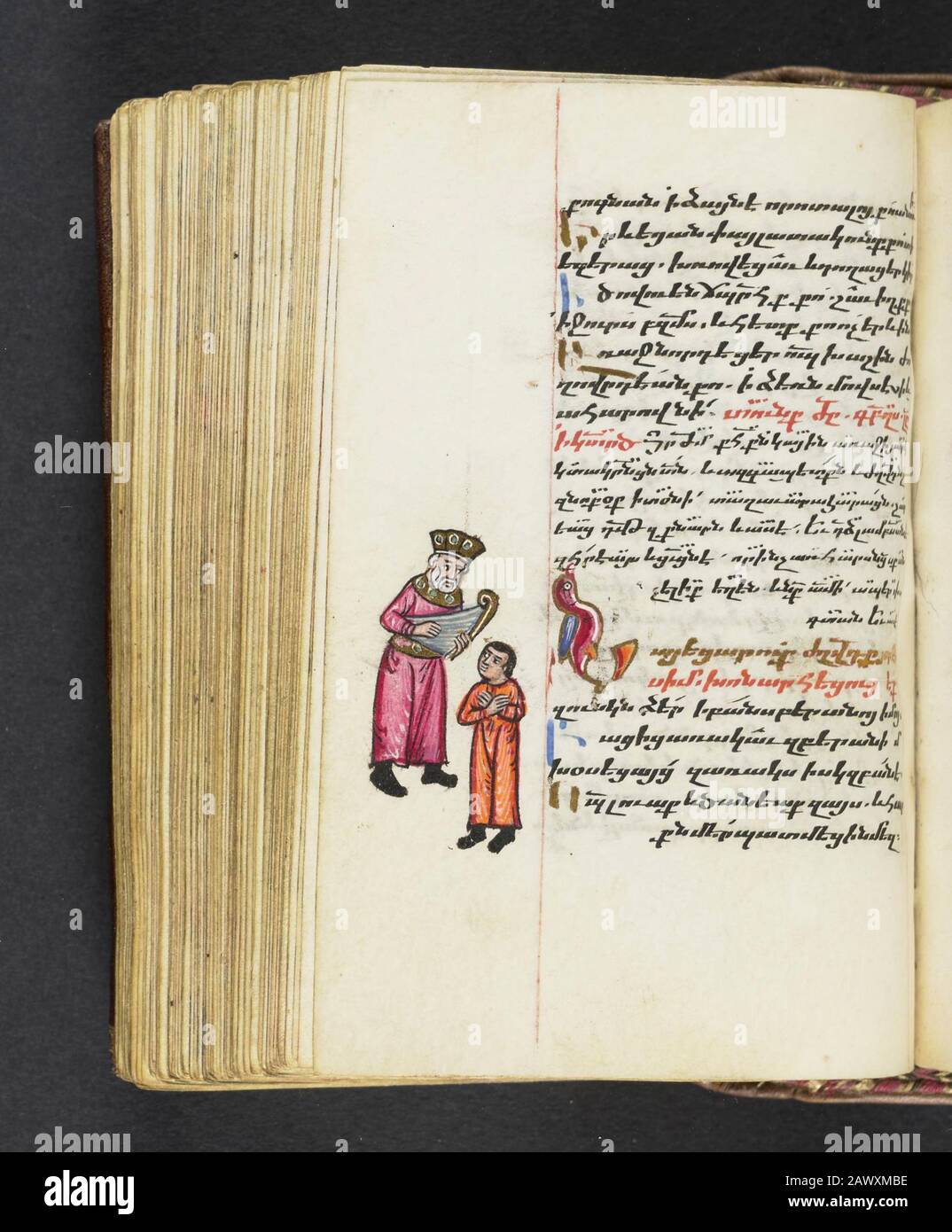 16th secolo salterio liturgico armeno e calendario perpetuo Il manoscritto comprende dieci illuminazioni a pagina intera di figure bibliche e testiere illuminate all'inizio degli otto canoni del Salterio. Foto Stock