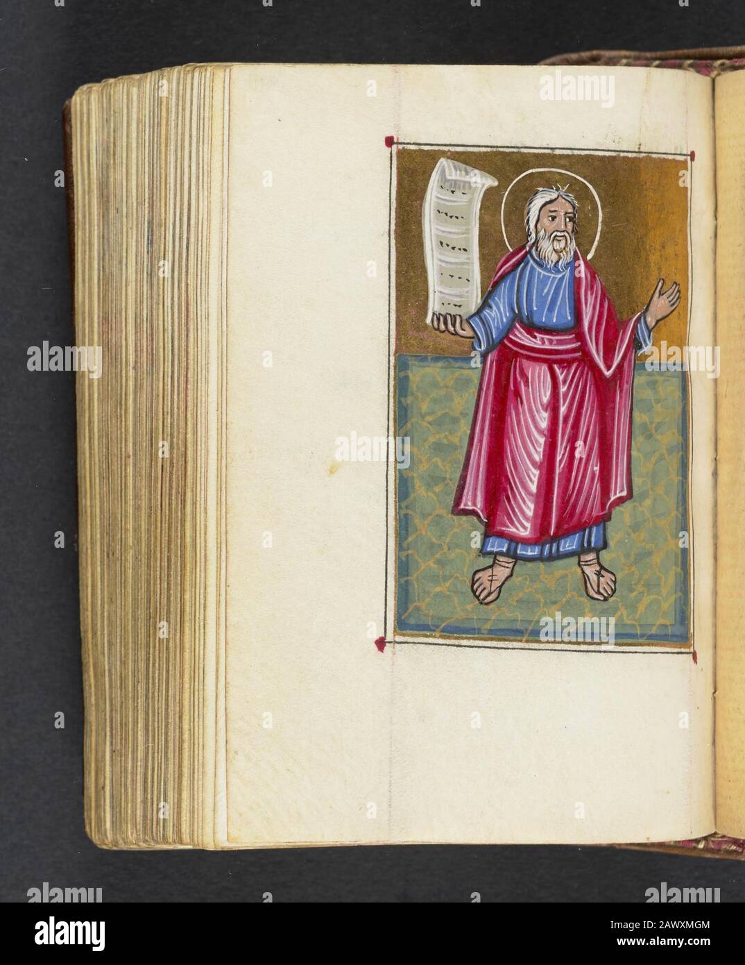 16th secolo salterio liturgico armeno e calendario perpetuo. Il manoscritto comprende dieci illuminazioni a pagina intera di figure bibliche e testate illuminate all'inizio degli otto canoni del Salterio, stampati nel 1500 Foto Stock
