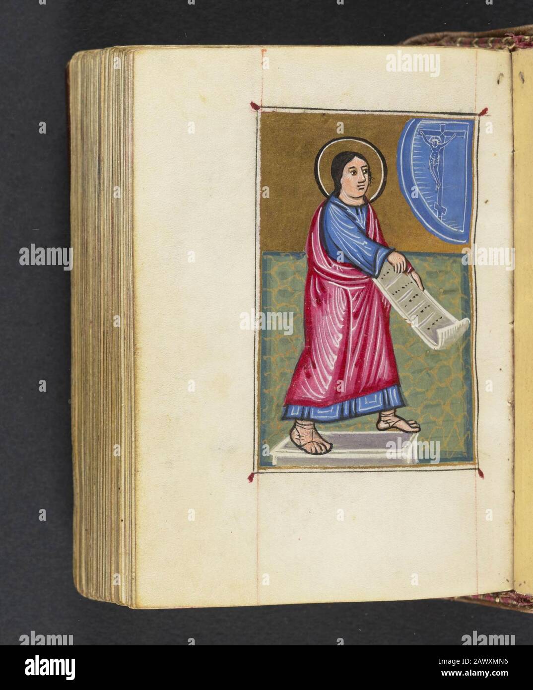 16th secolo salterio liturgico armeno e calendario perpetuo. Il manoscritto comprende dieci illuminazioni a pagina intera di figure bibliche e testate illuminate all'inizio degli otto canoni del Salterio, stampati nel 1500 Foto Stock