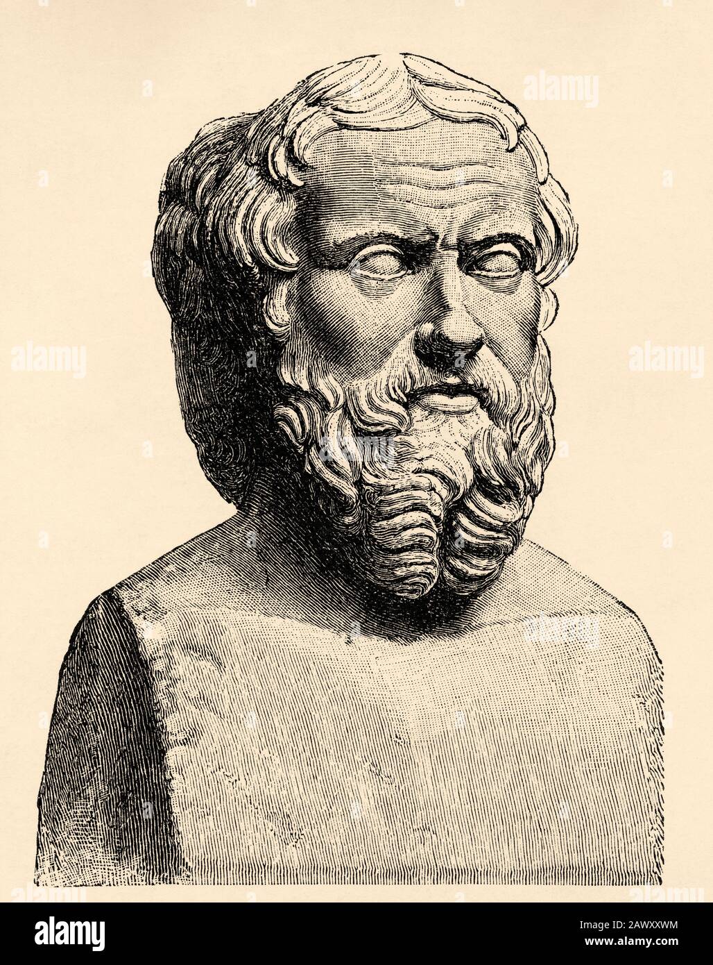 Erodoto di Halicarnasso, era uno storico greco e geografo che viveva tra il 484 e il 425 a. C., tradizionalmente considerato il padre della storia i Foto Stock