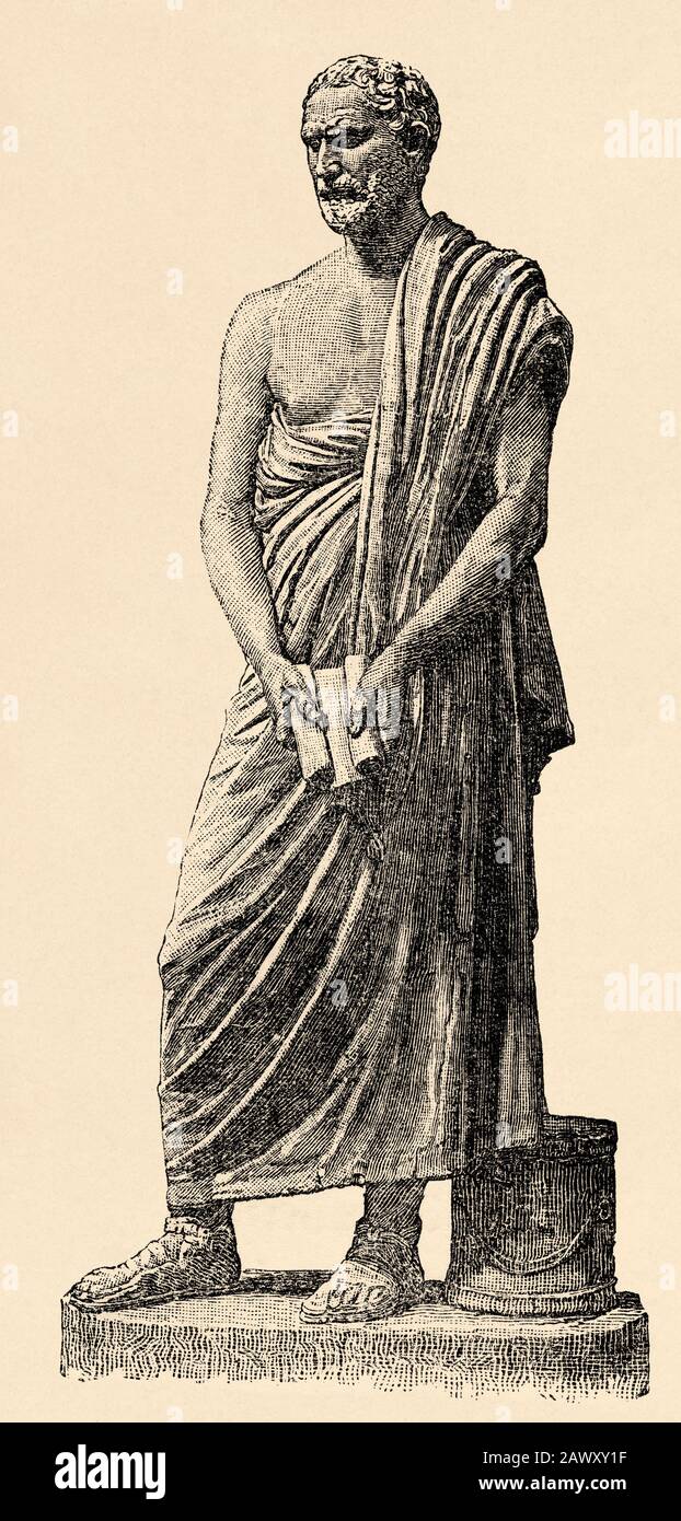 Demostene fu uno dei più importanti oratori della storia e un importante politico ateniese. È nato ad Atene, nel 384 a. C. e di Foto Stock