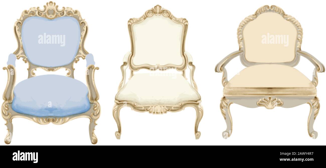 Sedie in stile barocco con arredi eleganti. Artigianato vittoriano di  lusso. Vettore Immagine e Vettoriale - Alamy