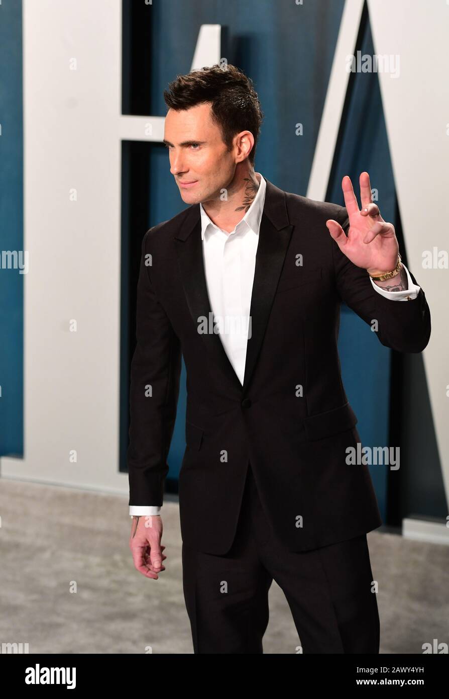 Adam Levine partecipa al Vanity Fair Oscar Party tenutosi presso il Wallis Annenberg Center for the Performing Arts di Beverly Hills, Los Angeles, California, Stati Uniti. Foto Stock