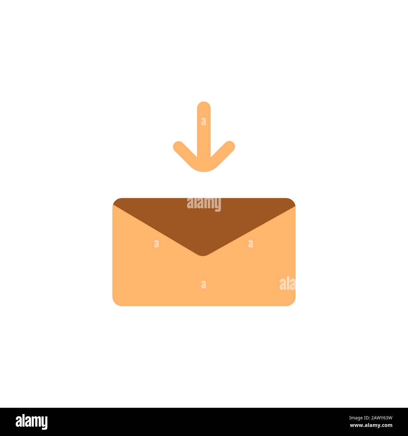 Nuovo messaggio in arrivo sullo schermo. Illustrazione dell'icona di stile piatto. Ricevi la posta sul tuo cellulare. Comunicazioni aziendali e faccia a faccia Illustrazione Vettoriale