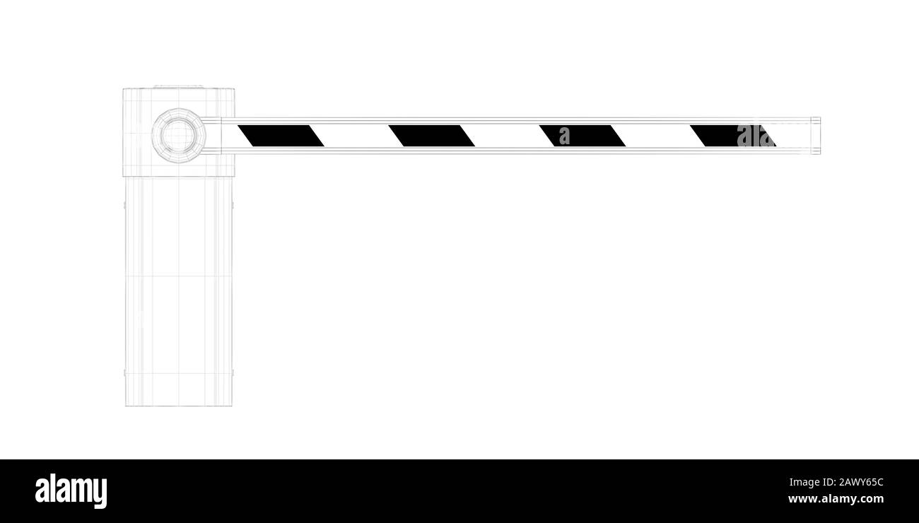 3D modello con telaio a filo della barriera del braccio, vista frontale Foto Stock