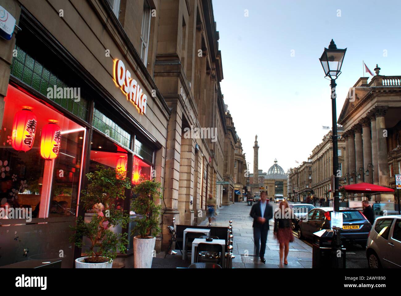 Gray Street al tramonto, Newcastle-upon-Tyne Foto Stock