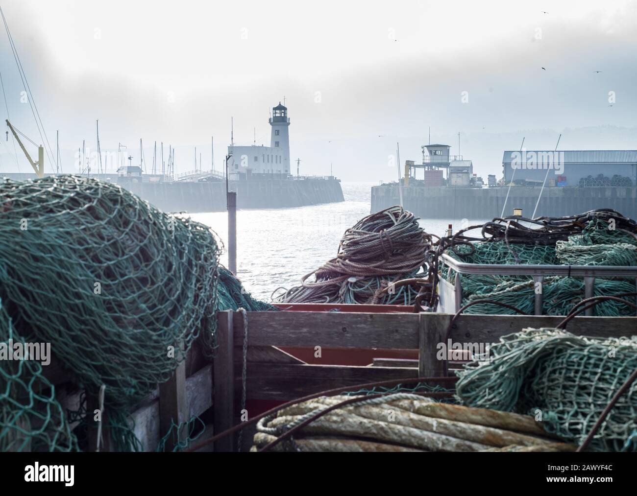 Dettagli Dockside a Scarborough, Regno Unito Foto Stock