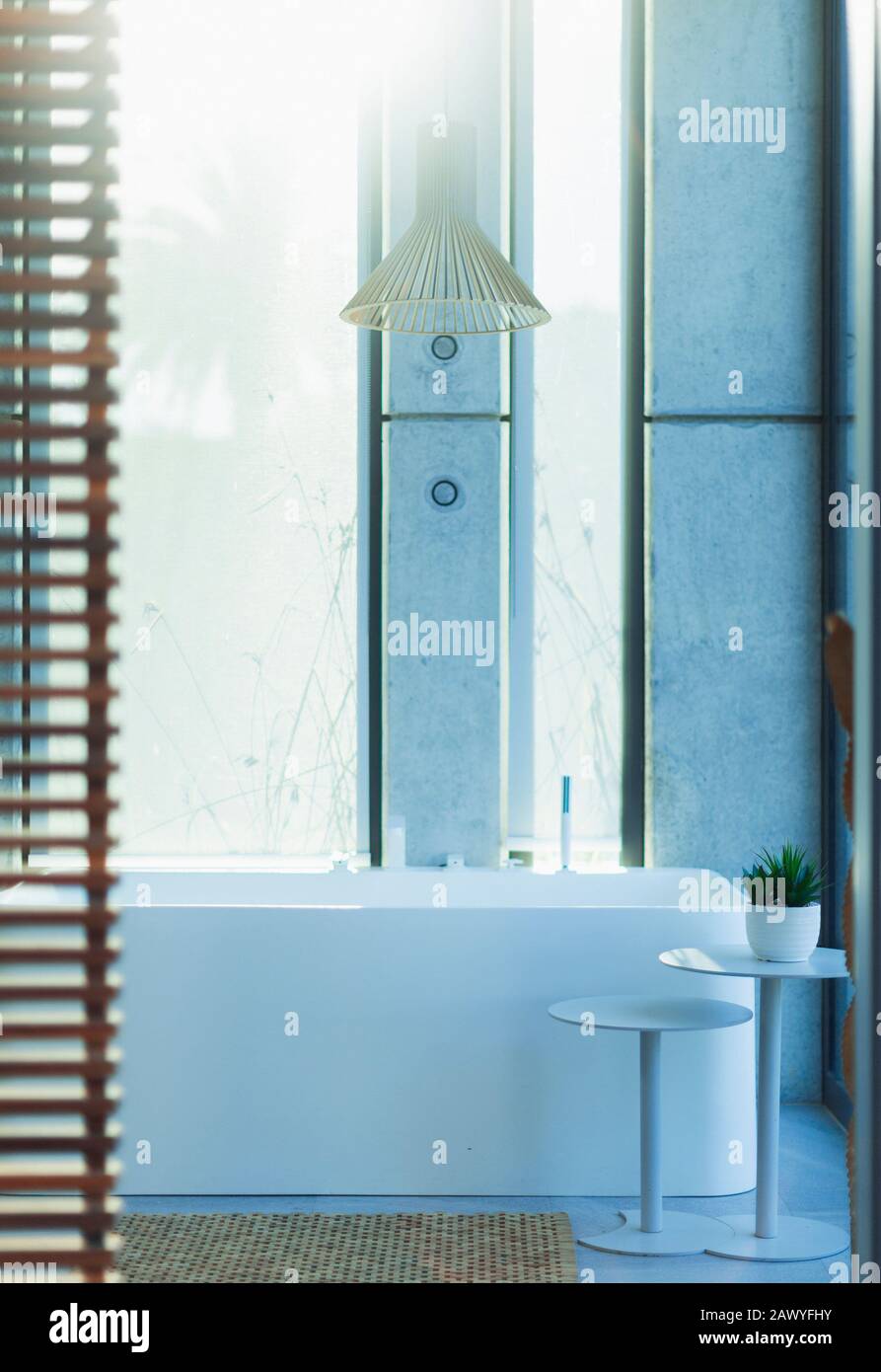 Moderno, lussuoso casa vetrina bagno interno con vasca da bagno Foto Stock