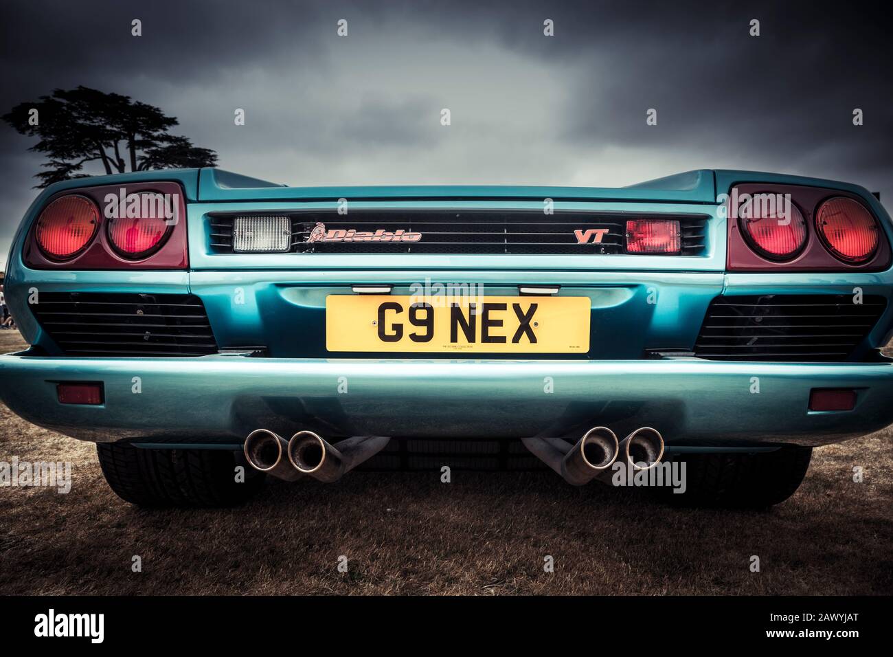 Primo piano della parte posteriore di una supercar Lamborghini Diablo al Goodwood Festival of Speed 2018. Foto Stock