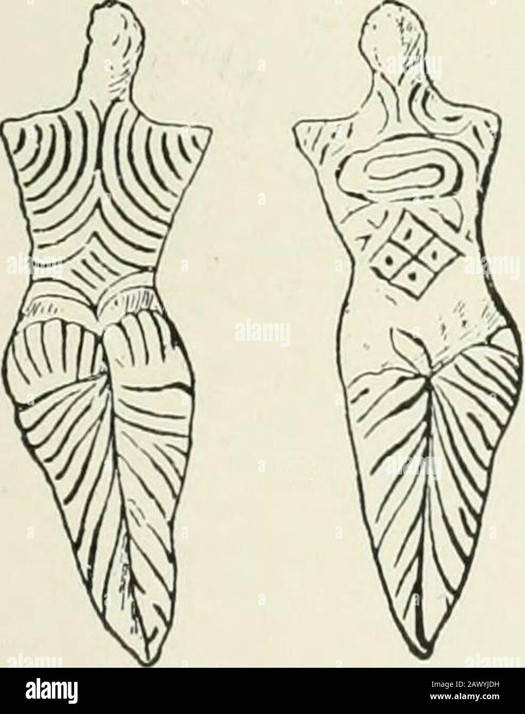 Un'introduzione allo studio dell'arte preistorica . Fig. 178.- pietra Premycenea fiu;ures fromthe ^gean. I) Amorgos. (2) Kimolos.(3) Oliaros.. Foto Stock