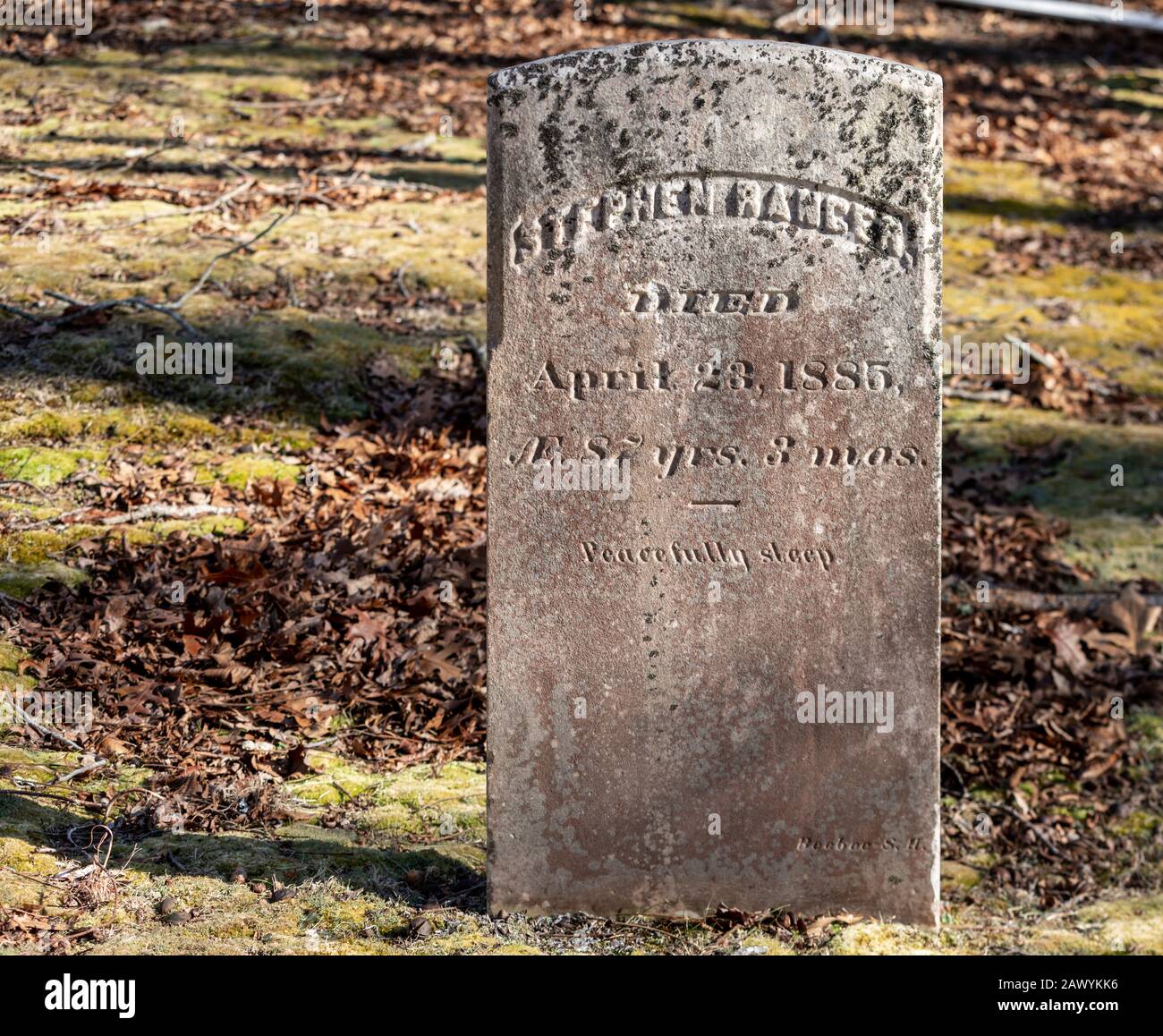 Tomba di pietra per Stephen Ranger a East Hampton, NY Foto Stock