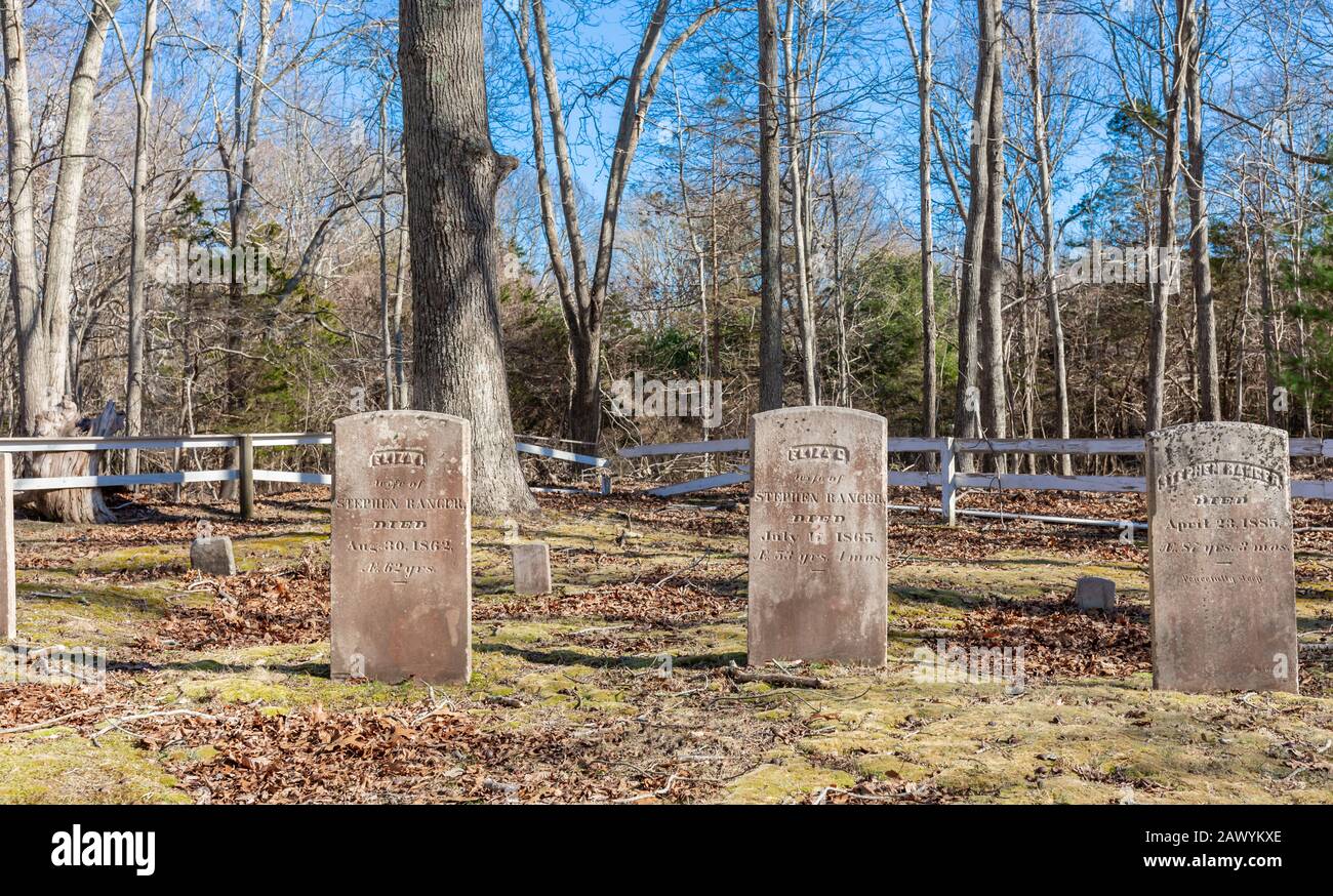Ranger Family Cemetery a East Hampton, NY Foto Stock