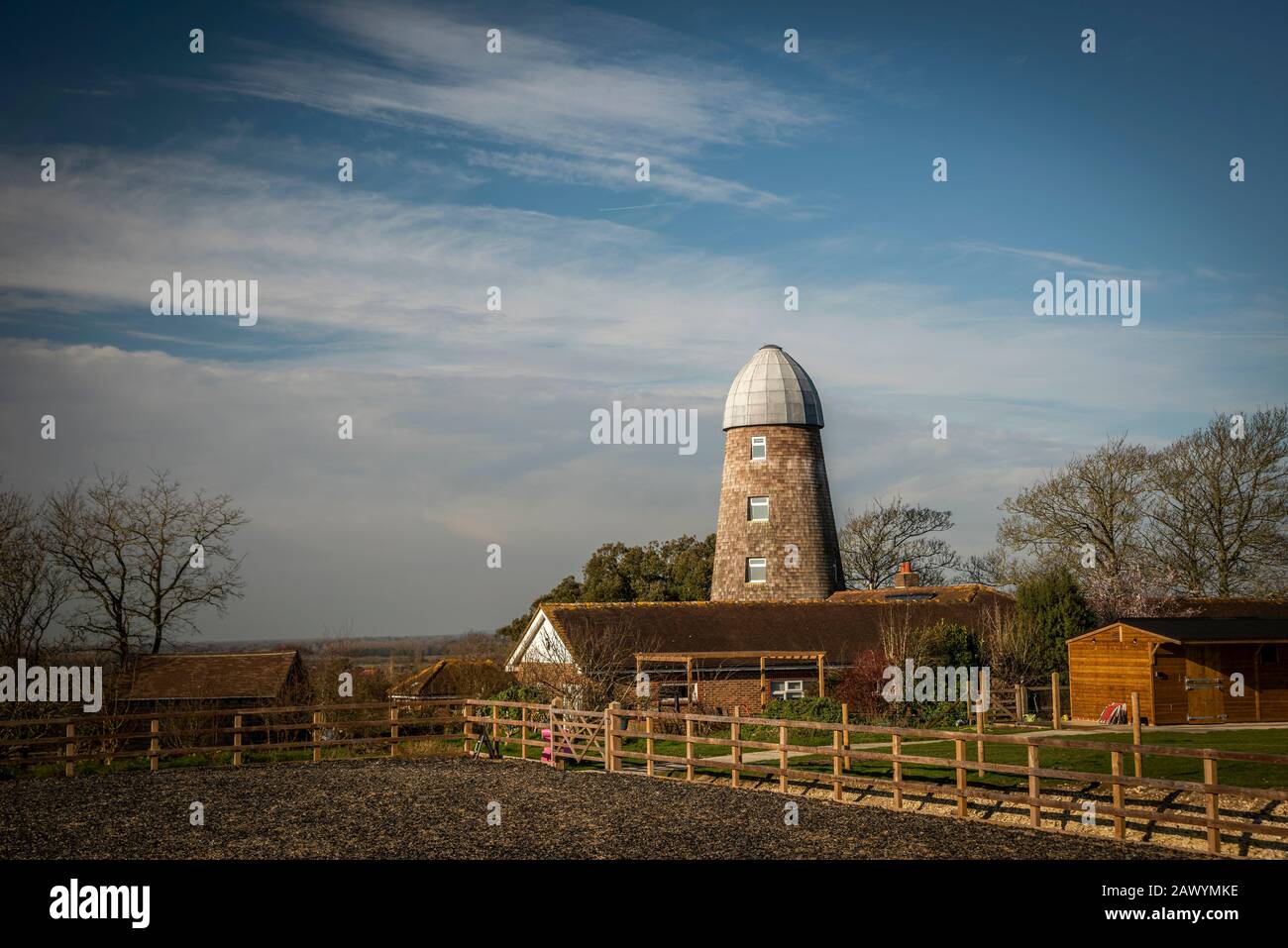 Highdown New Mill Windmill su Highdown Hill vicino a Angmering, West Sussex, Regno Unito Foto Stock