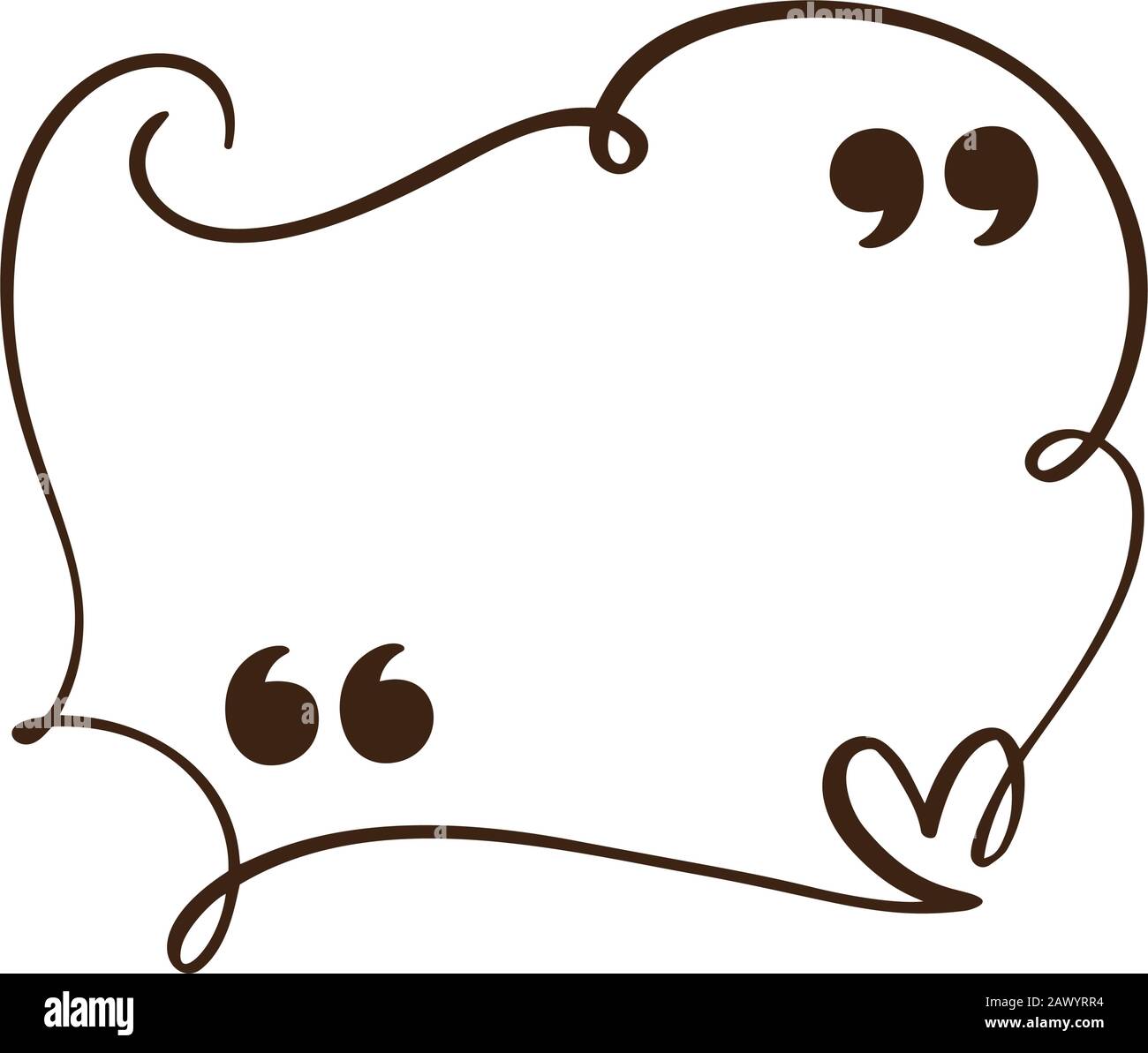 Fioriscono calligrafico preventivo riquadro. vettore casella preventivo con il cuore per amore valentine card. Blank template design preventivo bolla simboli preventivi Illustrazione Vettoriale