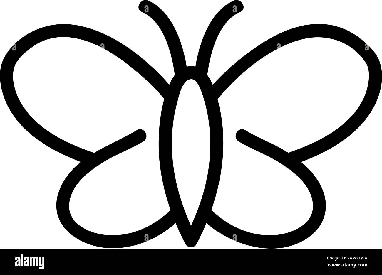 Icona a farfalla vettore. Illustrazione del simbolo del contorno isolato Illustrazione Vettoriale