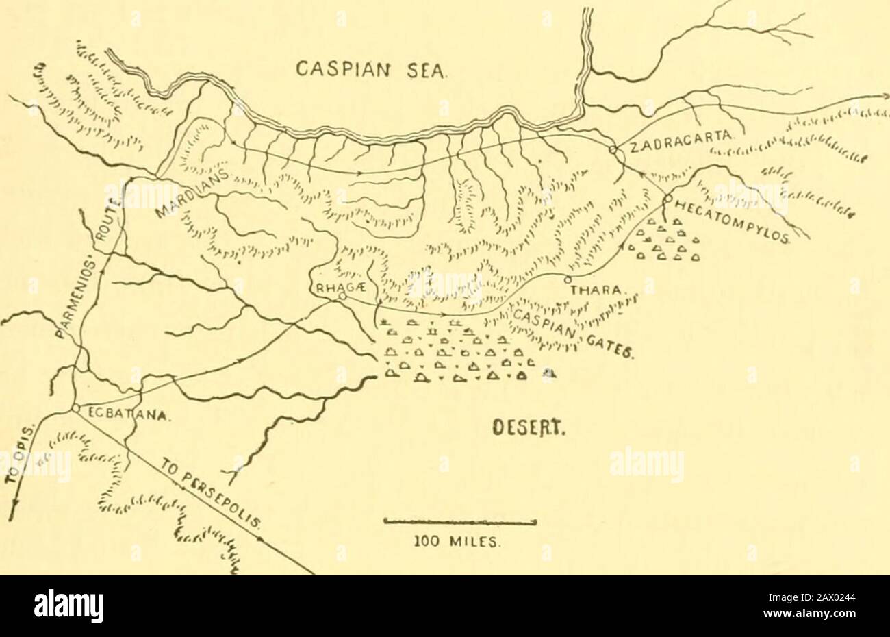 Alexander : una storia dell'origine e della crescita dell'arte della guerra dai primi tempi alla battaglia di Ipso, B. C301: Con un resoconto dettagliato delle campagne del grande macedone . derably a Bactria. Aveva contro trascurato di bar la marcia in avanti dei macedoni atThis più disponibile posto. Così tanti disertori avevano straggledhind l'esercito persiano che era diventato più facile da accertare i suoi movimenti. La maggior parte di questi hanno fatto il loro senso totheir le case; altri hanno arreso ad Alexander. Tutto tranne che disorando di recuperare con Dario per puro inseguimento e hisarmor essendo molto esausto, dice Arrian, ma Foto Stock