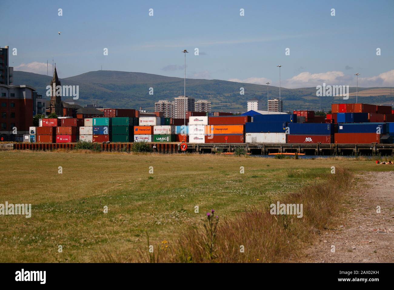 Containerhafen, Belfast, Nordirland/Irlanda del Nord (nur fuer redaktionelle Verwendung. Barile Werbung. Referenzdatenbank: http://www.360-berlin.de. Foto Stock