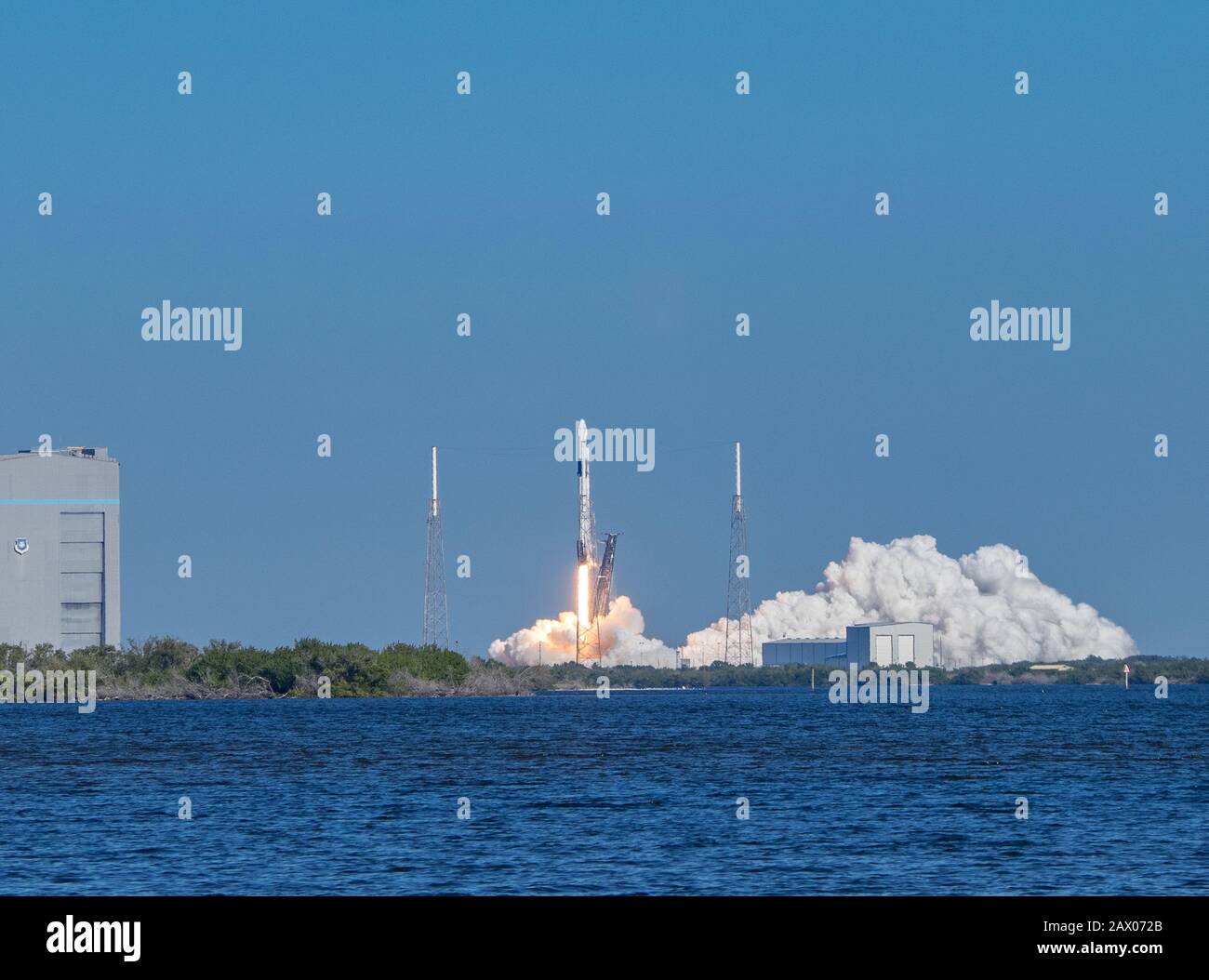Lancio di Falcon 9 dal complesso di lancio 40 su Cape Canaveral Air Force Station Foto Stock