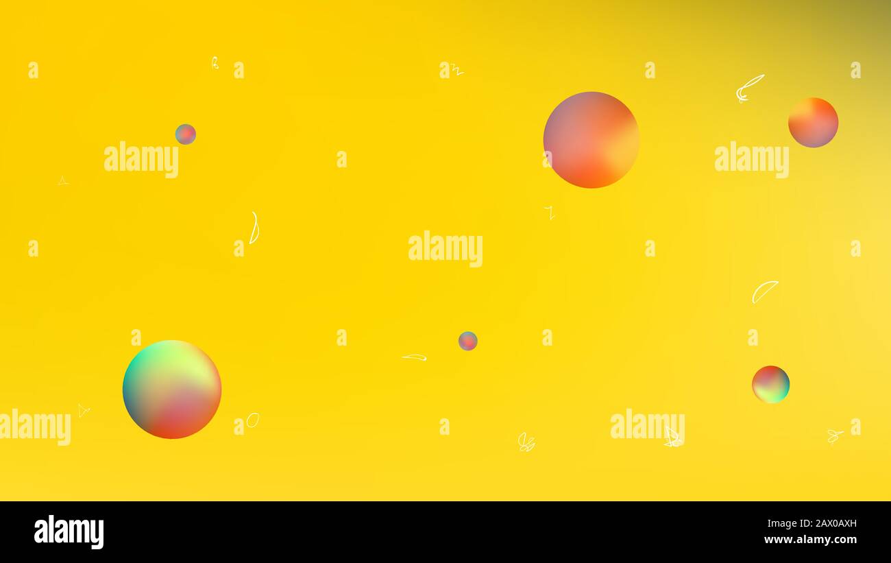 Tema utile di illustrazione colorifica. NET spazio fantasia. Trama di sfondo, freddo. Di colore giallo. Super pianeti sfondo a tema. Backgro colorato Illustrazione Vettoriale