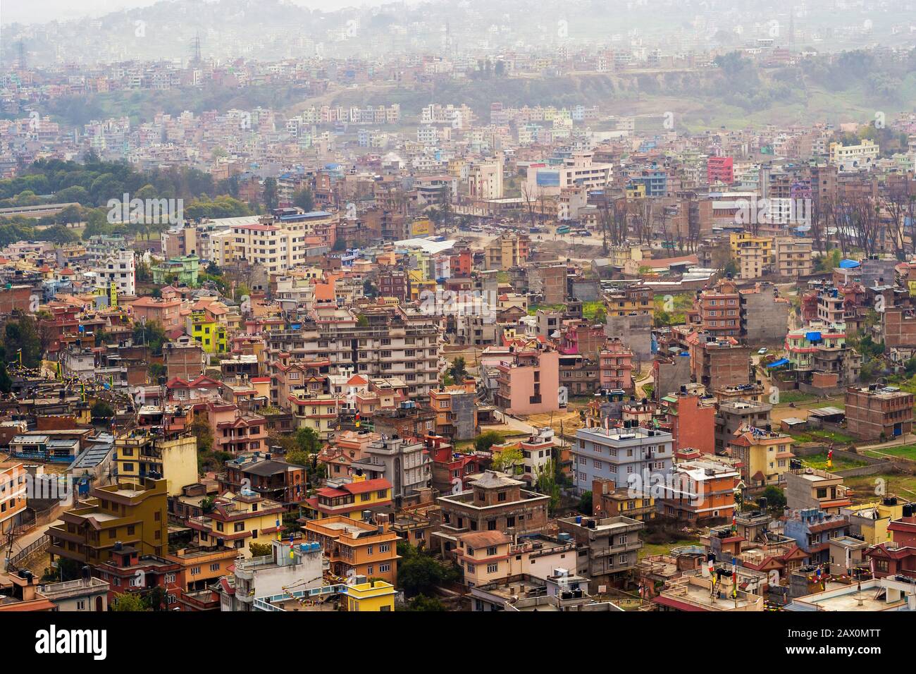 Veduta aerea del paesaggio urbano di Kathmandu, Nepal. Foto Stock