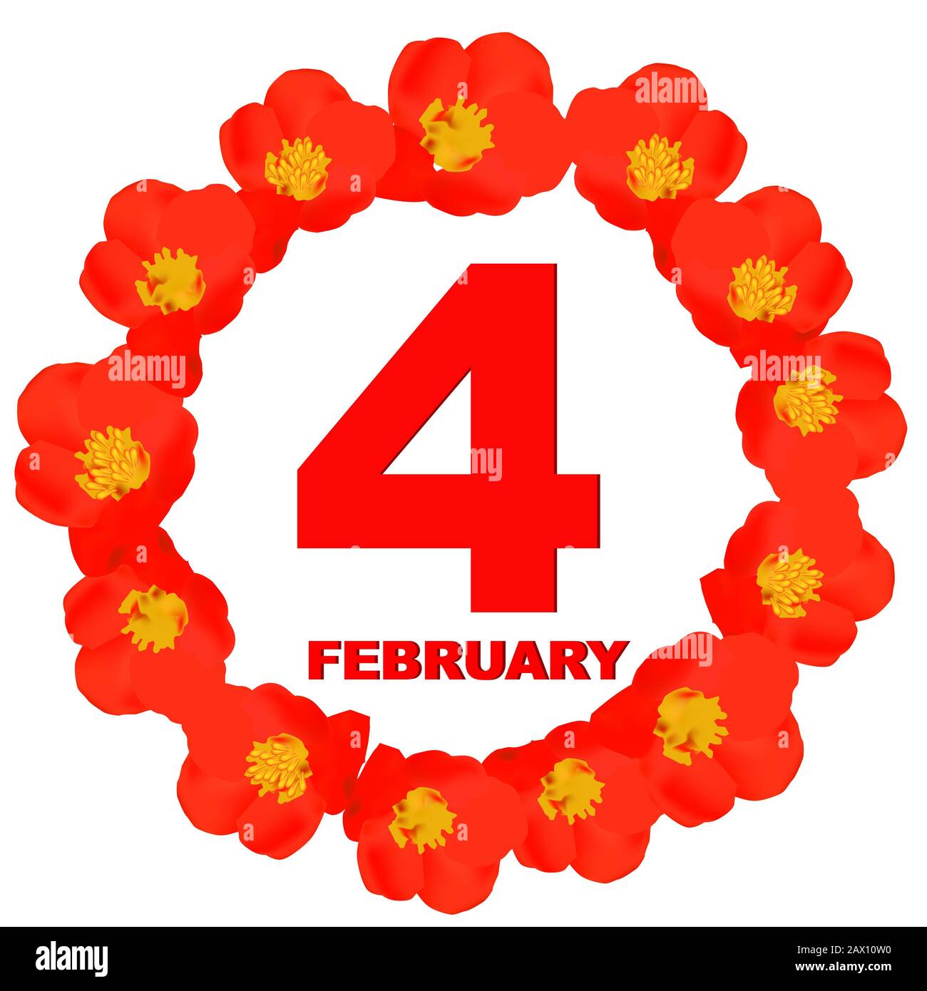 Icona del 4 febbraio. Per pianificare un giorno importante. Banner per vacanze e giorni speciali. Illustrazione. Foto Stock