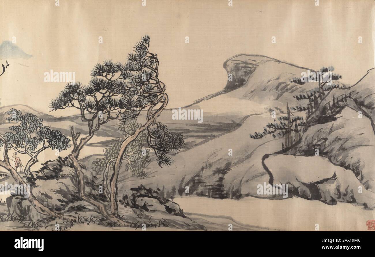 Paesaggio, inizio 20th secolo. Dinastia tardo Qing (1644-1911). Precedentemente attribuito a Chang Qiling Foto Stock