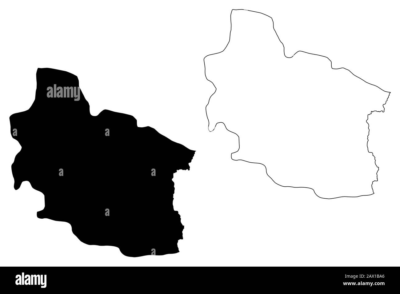 Comune di Berovo (Repubblica della Macedonia del Nord, Regione statistica orientale) illustrazione del vettore cartografico, abbozzare la mappa di Berovo Illustrazione Vettoriale