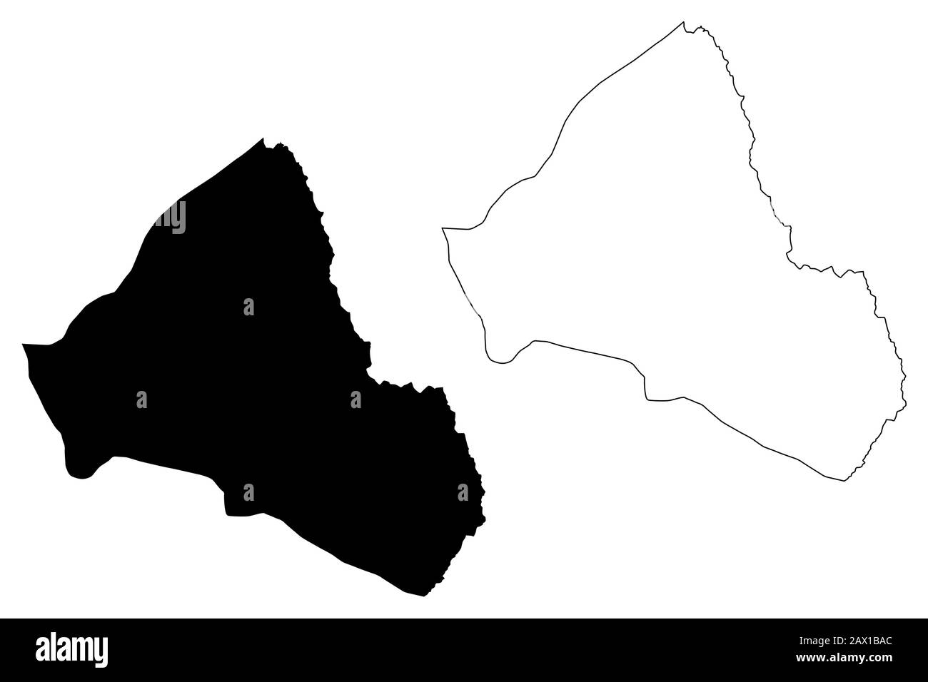 Comune di Pehcevo (Repubblica della Macedonia del Nord, Regione statistica orientale) illustrazione del vettore cartografico, abbozzare la mappa di Pehcevo Illustrazione Vettoriale