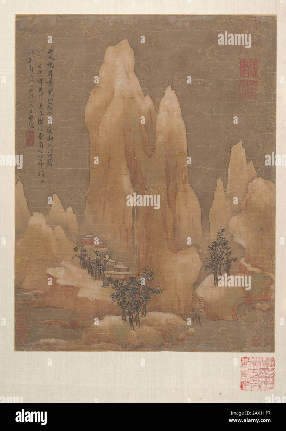 Neve leggera sul Passo della montagna. Dinastia tardo Ming (1368-1644) o primi Qing (1644-1911) Foto Stock