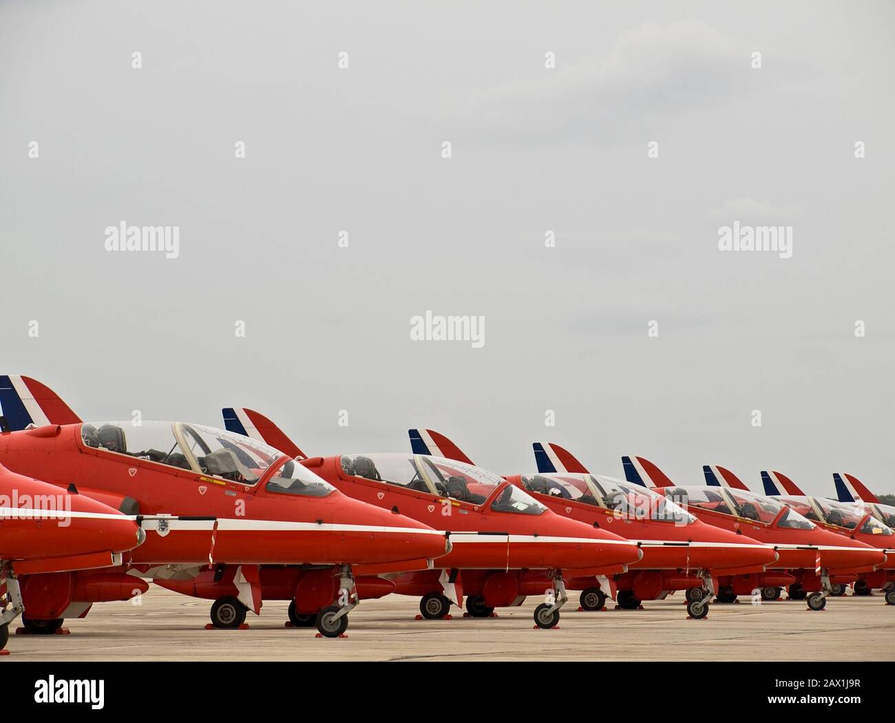 Malta - 30 SETTEMBRE 2008 - Malta International Airshow - RAF Red Arrows Aerobatic Team Harriers in mostra Foto Stock