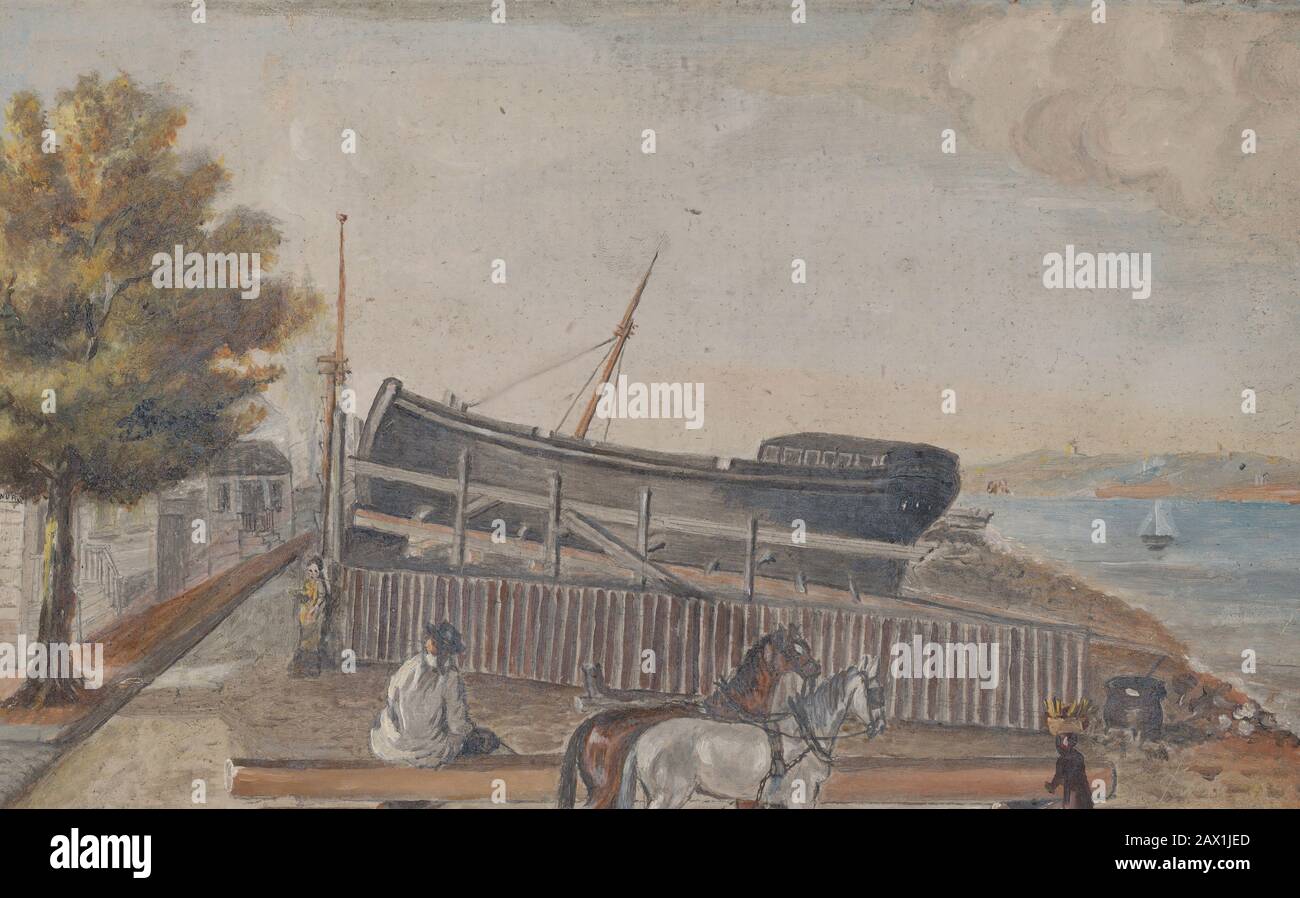 Cantiere navale di Berg, 1870s. Foto Stock