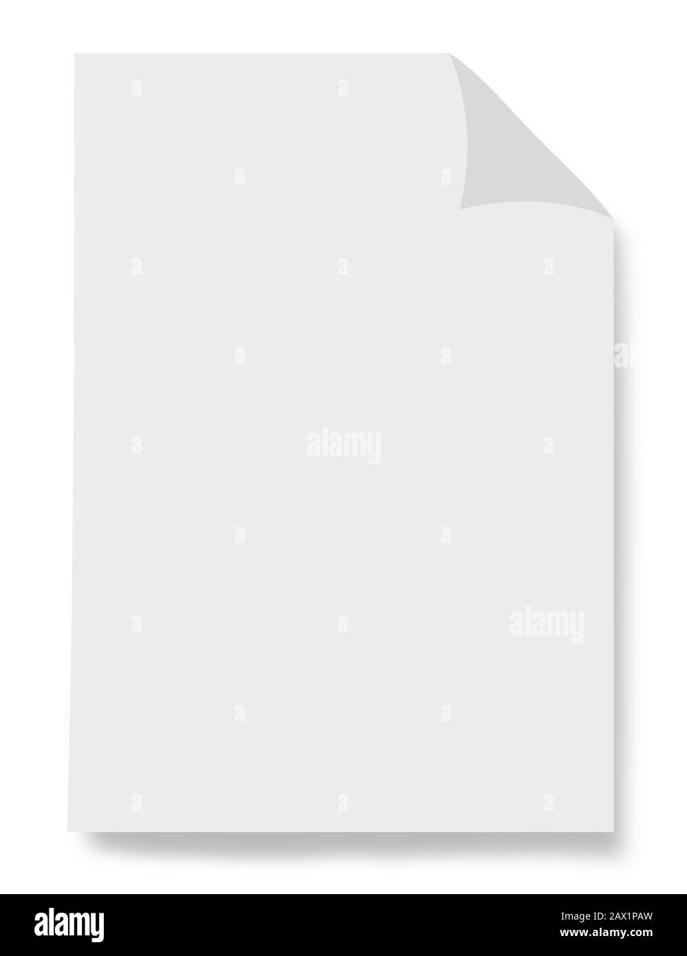 Foglio di carta bianco isolato su sfondo bianco Foto Stock