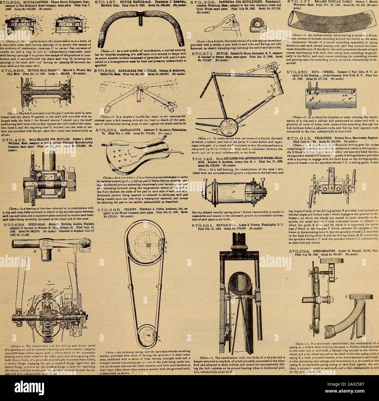 La revisione del commercio delle ruote e del ciclismo . BREVETTI RECENTI. 670,893. WCVCLB-LAKTE&N. Paul Rawrj, assigoor u> Tbe Bridgeport 1889. N° Di Serie M8.S2tl.. 6o 13 novembre, HALE, SOSTANZIOSO E PESANTE. Gormully & Jefferys miglia souvenir havedeveloped un altro hale e vigoroso vecchio gen-tleman, la cui testa è spruzzata con le ceneri della sua gioventù, J. H. Thompson, di Den-ver, col., che, nonostante i suoi cinquantasei anni e 230 libbre, ha pedalato un Rambler 6.712miglia entro sei mesi. Come IL VERDE-BAY TREE.George S. Atwater, un tempo presidente della Thel. A. W. Racing Board, ha tagliato la sua connezione con l'Akron (Oh Foto Stock