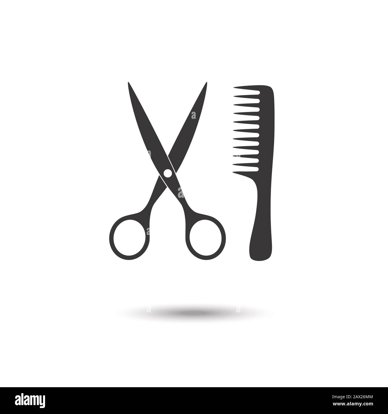 Immagine vettoriale con icona a pettine e forbici isolata su sfondo bianco. Illustrazione Vettoriale