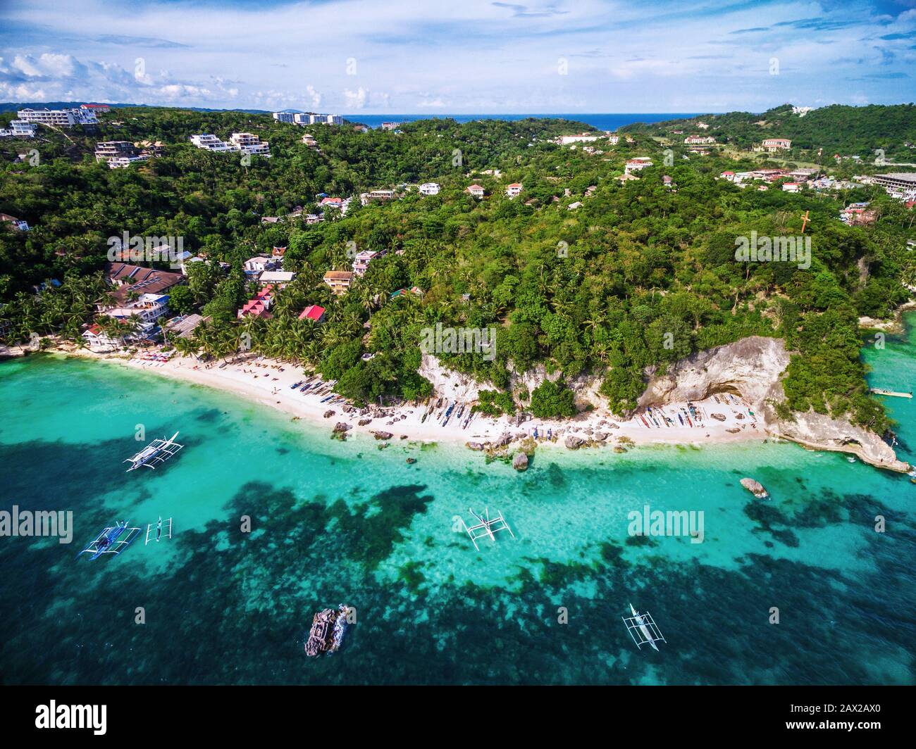 Veduta Aerea Dell'Isola Di Boracay, Visayas Occidentale, Filippine. Foto Stock