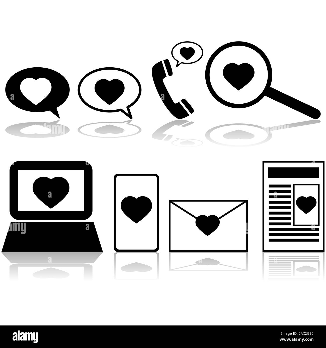 Insieme di icone che mostrano diversi modi di comunicare l'amore Illustrazione Vettoriale Insieme di icone che mostrano diversi modi di comunicare l'amore Illustrazione Vettoriale