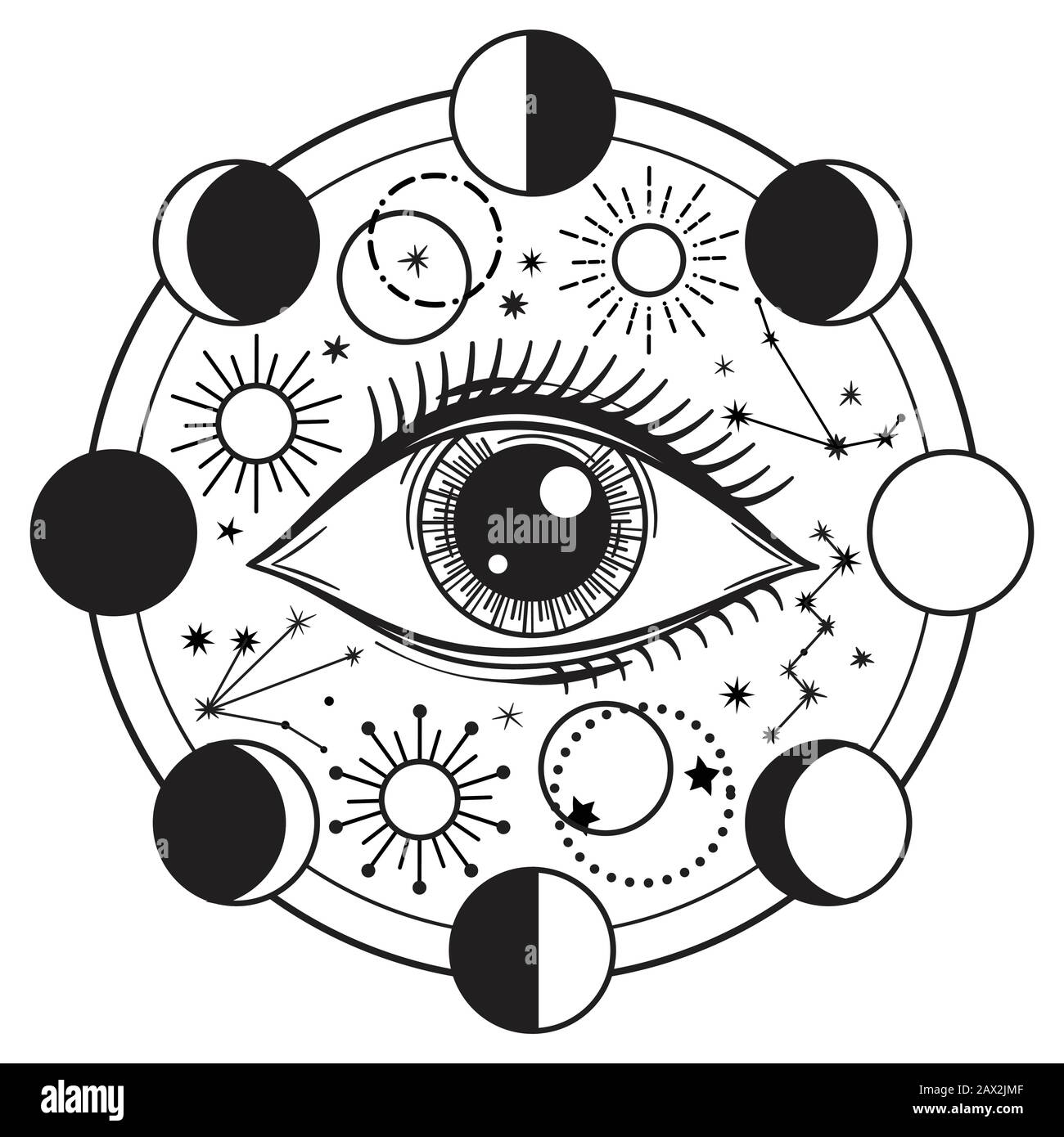 Illustrazione vettoriale di un occhio Occulto O massonico Illustrazione Vettoriale