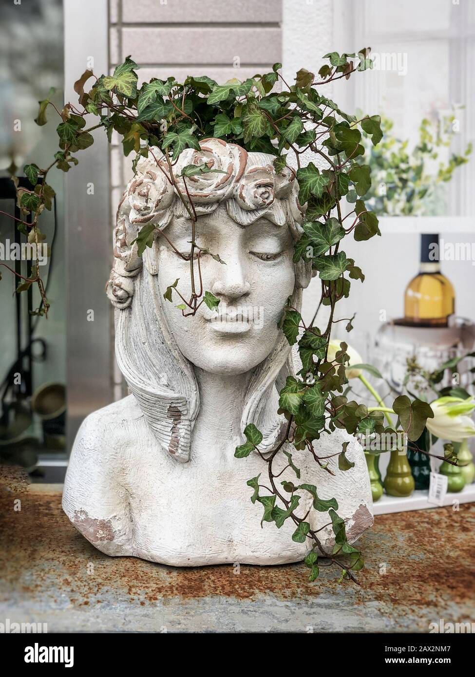 Vaso in Resina A Forma di Testa, Scultura di Decorazione per Giardino di Casa A Forma di Viso per Interni Ed Esterni