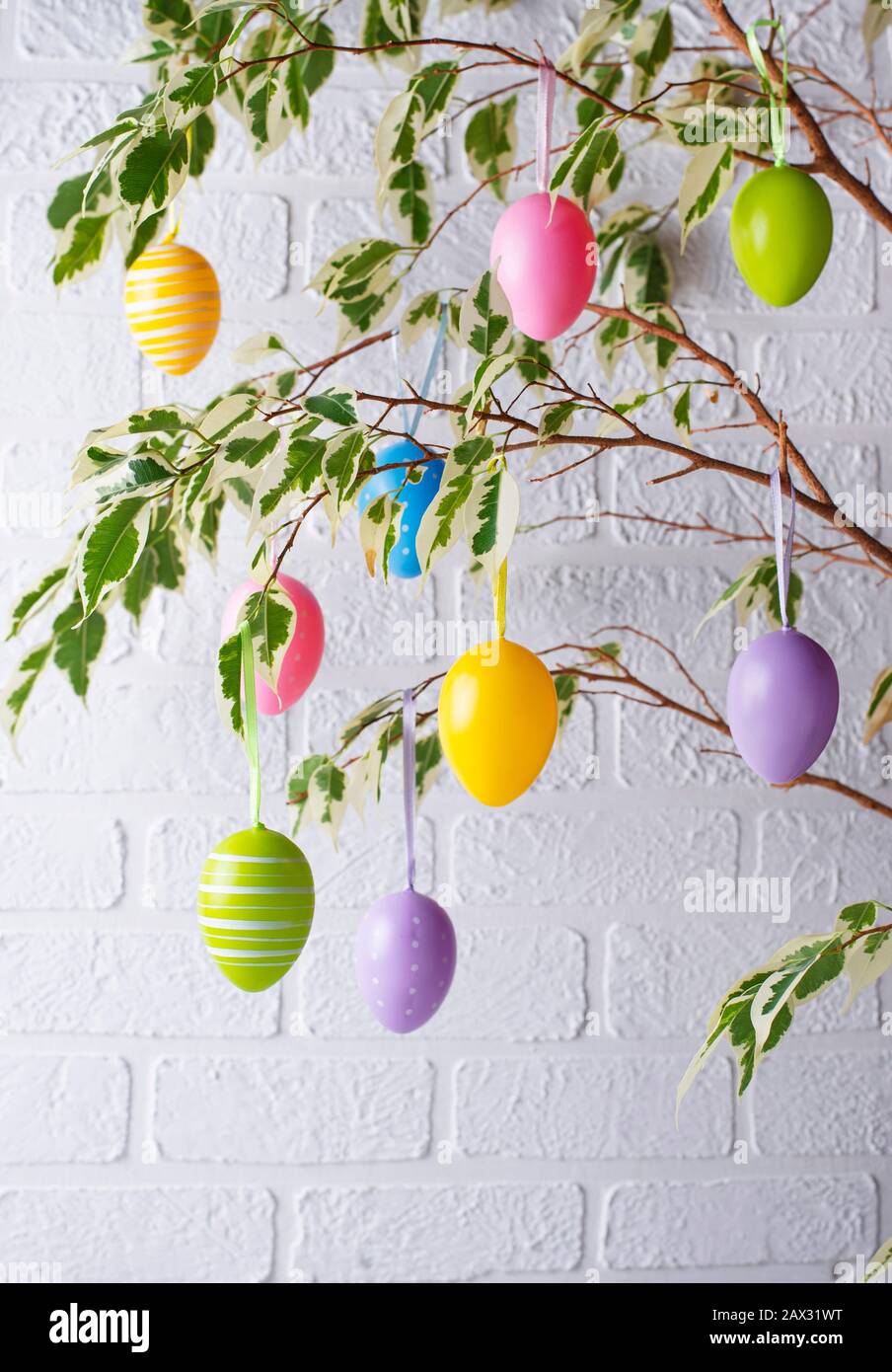 Tradizionale albero di Pasqua con uova Foto Stock