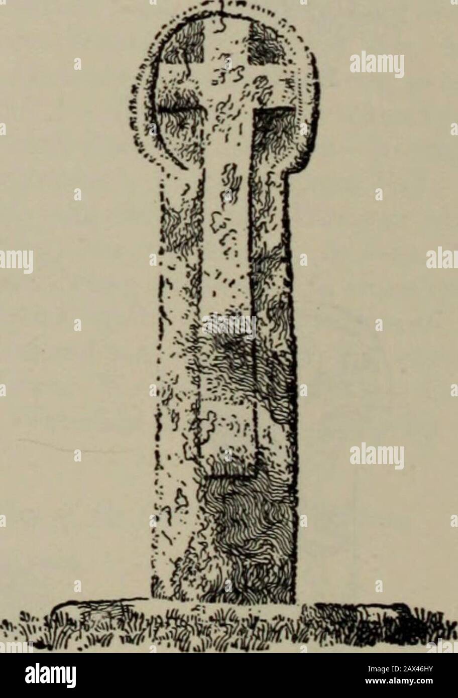 La storia Victoria della contea di Cornwall . Fig. 62. Croci con la figura di nostro Signore Fig. 61. Trituratori - Fig. 62. Trevease. 428 MONUMENTI PALEOCRISTIANI c) Tf^Ith una croce latina o Croci in rilievi gli arti superiori contenuti nella testa Breage^ St. - Trevena ; Buriany St. - Boskenna Gate Cross ; Camborne - Trevu, No. I ;Halsetown - nel villaggio ; Helston - in un giardino ; Proprio in Penwithy St Kenidjack (2) (Fig.55), Nanquidno; Keverne^ St.-Trelanvean; Lanteglos Di Camelford-Tregoodwell; Lelant-Cairn (Fig. 56), Sea Lane ; Ludgvan In Churchyard ; Mabe In Giardino ; Madron-Boswarthen ; Pa Foto Stock