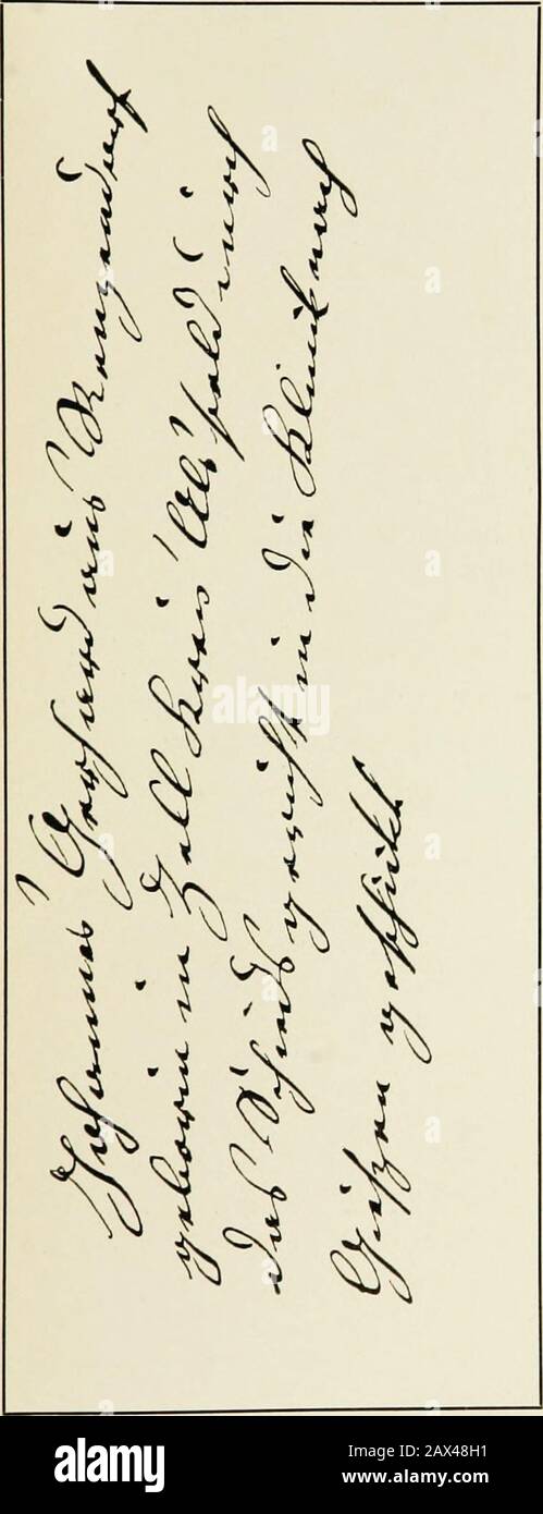 Die Schrift bei Geisteskrankheiten; eine Atlas mit 81 Handschriftproben . twas nach unten abweichenden Linienführung kein Moment, dasauf eine nervöse Störung etc hinwiese. Dagegen macht sich in derzweiten Probe an den ersten vier Buchstaben ein sehr heftigre Tremorbemerkbar, der ganz isoliert abläuft, ohne in dem Rest des Schreibensnoch einmal wieder aufzutreten. wäre die zweite Probe längere Zeit nach der ersten geschrieben,so könnte man an eine Verschlimmerung des Nervenleidens denken,die in einem Tage aber in dieser Weise nicht anzunehmen ist. Nuntritt der Tremor bei Paralisi agitans, im Foto Stock
