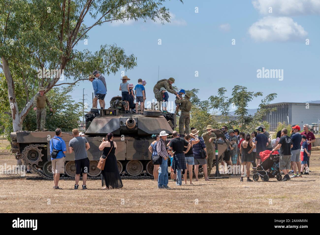 Tank Abrams in mostra all'Australian Army Open Day, caserma dell'Armata di Lavarack, Townsville North Queensland Foto Stock