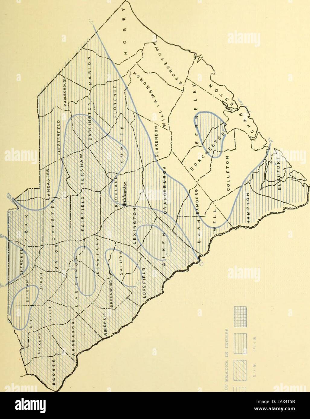 Dati climatologici, Carolina del Sud . oo 3S oo t - IH W a, ho. T ^^ ^:^^: Clima E COLTURE: SEZIONE CAROLINA del Sud. Aprils Xj^ =^. PRECIPITAZIONI GIORNALIERE FOB, CAROLINA DEL SUD, APRILE, 1900. Giorno Del Mese. 30 Stazioni. 1 1 1 1 1 I 2 3 4 5 6 7 8 9 10 II 12 13 14 15 16 17 18 19 20 21 22 23 24 25 26 27 28 29 30 31 C- .40 I • 15 I .22 .90 • 05 .06 . 3.78^ Allendale Augusta, Ga T + .02 .07 . 10 •54. 10 t•15 • 77 ... ] .425 ... 1 • 19 .20 5 • 792 • 30 •37•85 .01 •55 .04• 05 t• 50 t .04. T 7596.00 i Bateburg . 20. 10 11 . 02 • 38 •35 • 17 .48 •53 .16 t .02 .04 • 37 • 14t 4^545^87 Beaufort DlnnlrTTlll Foto Stock