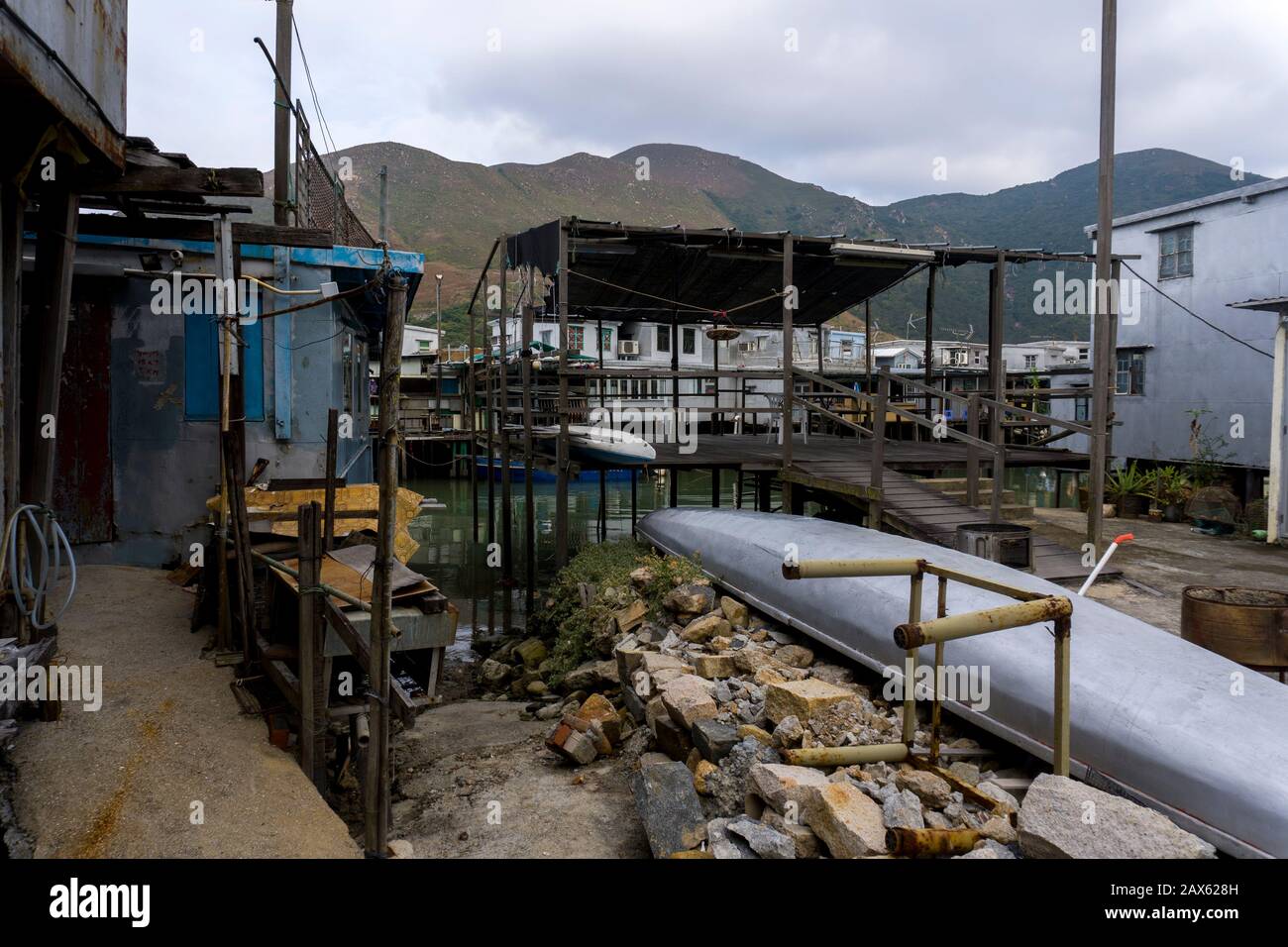 Hong Kong - 1 Gennaio 2020 : Tai O Village View, Tai O Stilling Houses, Ripari Foto Stock