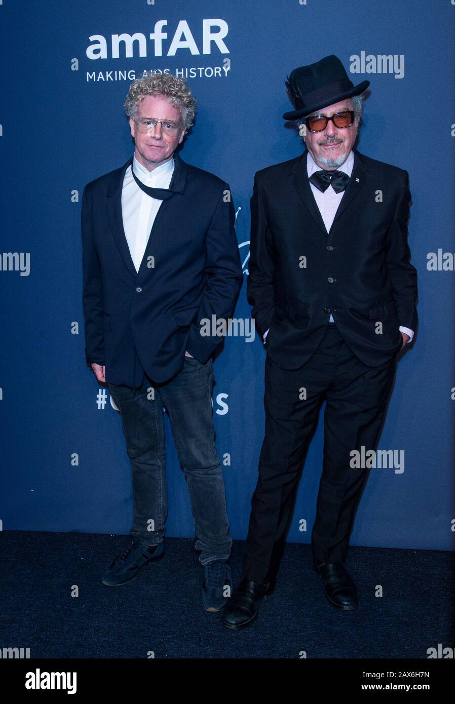 New York, NY - 5 febbraio 2020: Chris Levine ed Elvis Costello partecipano al gala di New York dell'amfAR 2020 a Cipriani Wall Street Foto Stock