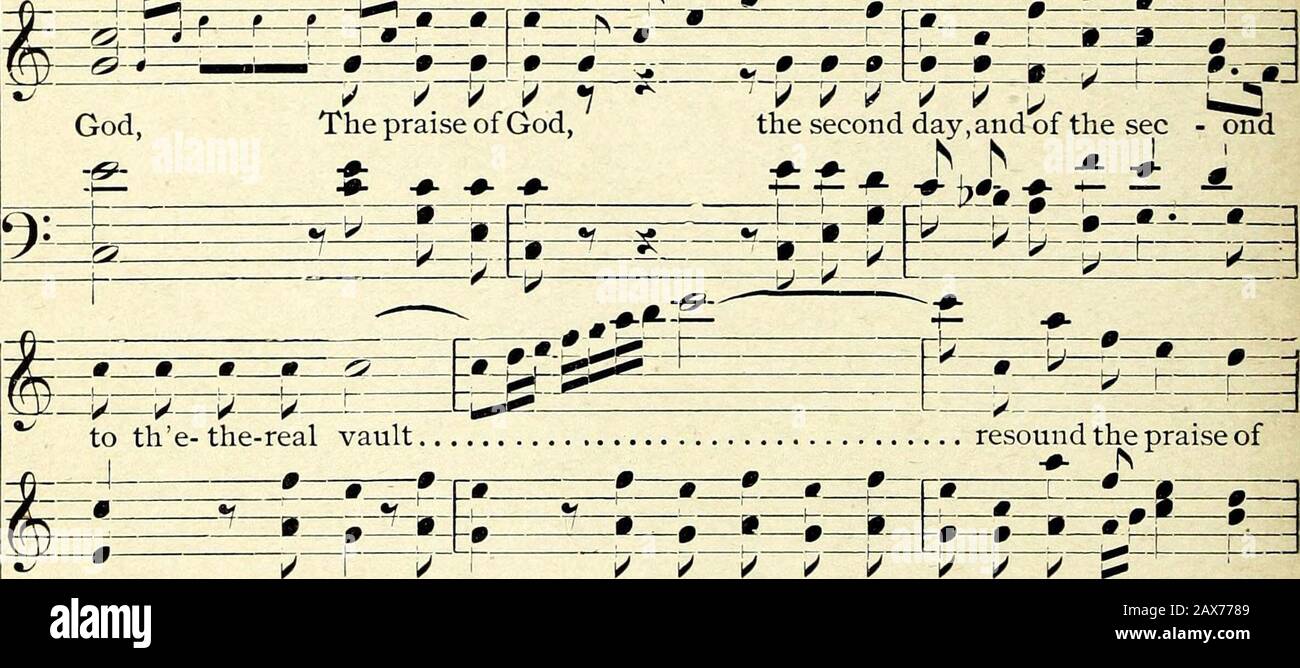 Classe e coro : un libro di testo per le lezioni di coro, le scuole di canto, le scuole pubbliche e gli istituti . La lode di Dio. E del secondo V i secondo giorno, E • ^-. 7 / ^ i/ •?la lode di Dio, ^ ? J -i - iizia: S^ ^ ^ U il secondo giorno, e del secondo - il secondo giorno, E alla volta. / ^ ^ • i/ ^ /And to the-the-real vault risuona l'elogio di ^^^^^ -^-^ 9iEi x: -y-y- -•-  -?- ^=i: I^--^  -------- y-^ -v s Dio e del secondo giorno.^* ^ ! 1 9 m J i ^^ V-/- :?: Dio e del secondo giorno. ? :^ H^ ^ I I FL ? ^ +- ?*? N. •? d ?*? =±5=,t=RL=L-j±^=^^^;  ^fa ^B ?f- -f t X. -^ gizzWlZK :1=:] -y-v- : n. ^ i^- -f -+ Foto Stock